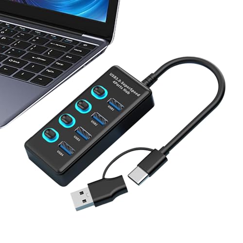 Hub USB para laptop, adaptador de computadora divisor USB de carga rápida, expansor de puerto de laptop, concentrador de expansión compacto para empresa doméstica
