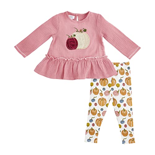 Mud Pie Baby Girl Pumpkin Tunic And Legging Set, Pink, 2 Toddler