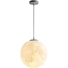 Hanging Lamps, 3D Printing Moon Kids Room Light Fixture,E27 Childrens Room Decor Modern Globe Pendant Light, for Dining Room Stair Restaurant Bedrooms