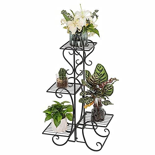 Image of 6-Tier Rust-Proof Metal Plant Stand for Balcony & Indoor Use - Heavy-Duty Gamla Stand for 6 Pots (Lohe Ka Stand) (5 POT STAND)