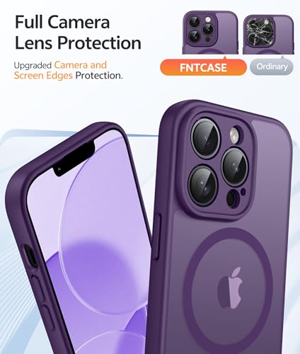Image of FNTCASE for iPhone 13 Pro Max Case: [Compatible with Magsafe] Translucent Matte Magnetic Cases [Full Camera Protection] Military Grade Shockproof Protective Phone Cover - Purple