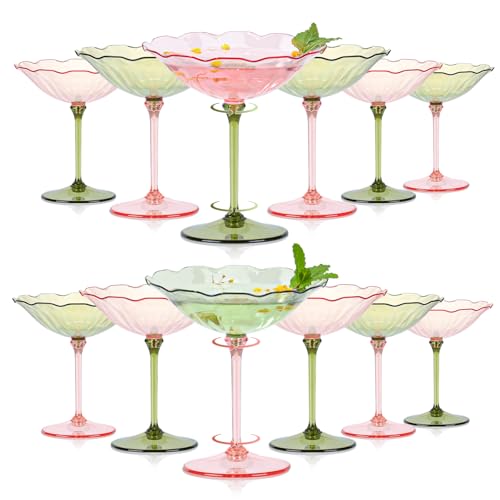 HKSZEH 12 Pcs Plastic Martini Glasses 7oz Flower...