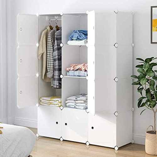 Image of BucketList 12-Door Plastic Sheet Kids Wardrobe Storage Rack - Organizer for Clothes, Kids Furniture, Living Room, Bedroom, Small Accessories (12 Box White Plain)