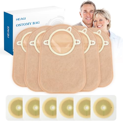 60pcs Ostomy Supplies Colostomy Bags 2 Piece Closed End, Two-Piece System Disposable Ostomy Pouch for Ileostomy Stoma Care, Travel Backup, Cut-to-Fit, 70mm Max (40 x Ostomy Bag + 20 x Skin Barrier?