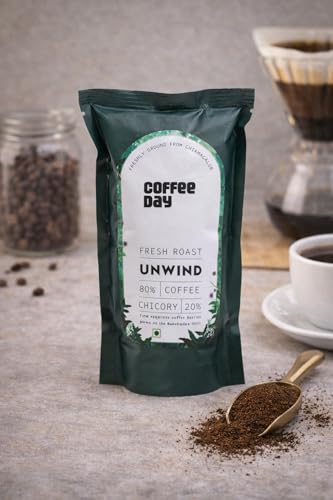 Image of Cafe Coffee Day Unwind 80% Coffee 20% Chicory-200Gm Each(Pack Of 2) Medium To Dark Roast South Indian Filter Coffee Bag Fresh From Chikmangalur Factory