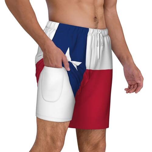 Mens Swim Trunks with Compression Liner Beach Board Shorts Quick Dry Swim Shorts -Flag of Texas