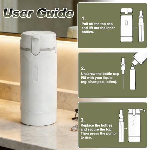 Image of 4 in 1 Travel Pump Dispenser Bottle, 30ml, 4 Pack Leakproof Pump Containers with Measuring Scale and Label Stickers, Portable Bottles for Toiletries, Shower and Travel, Green