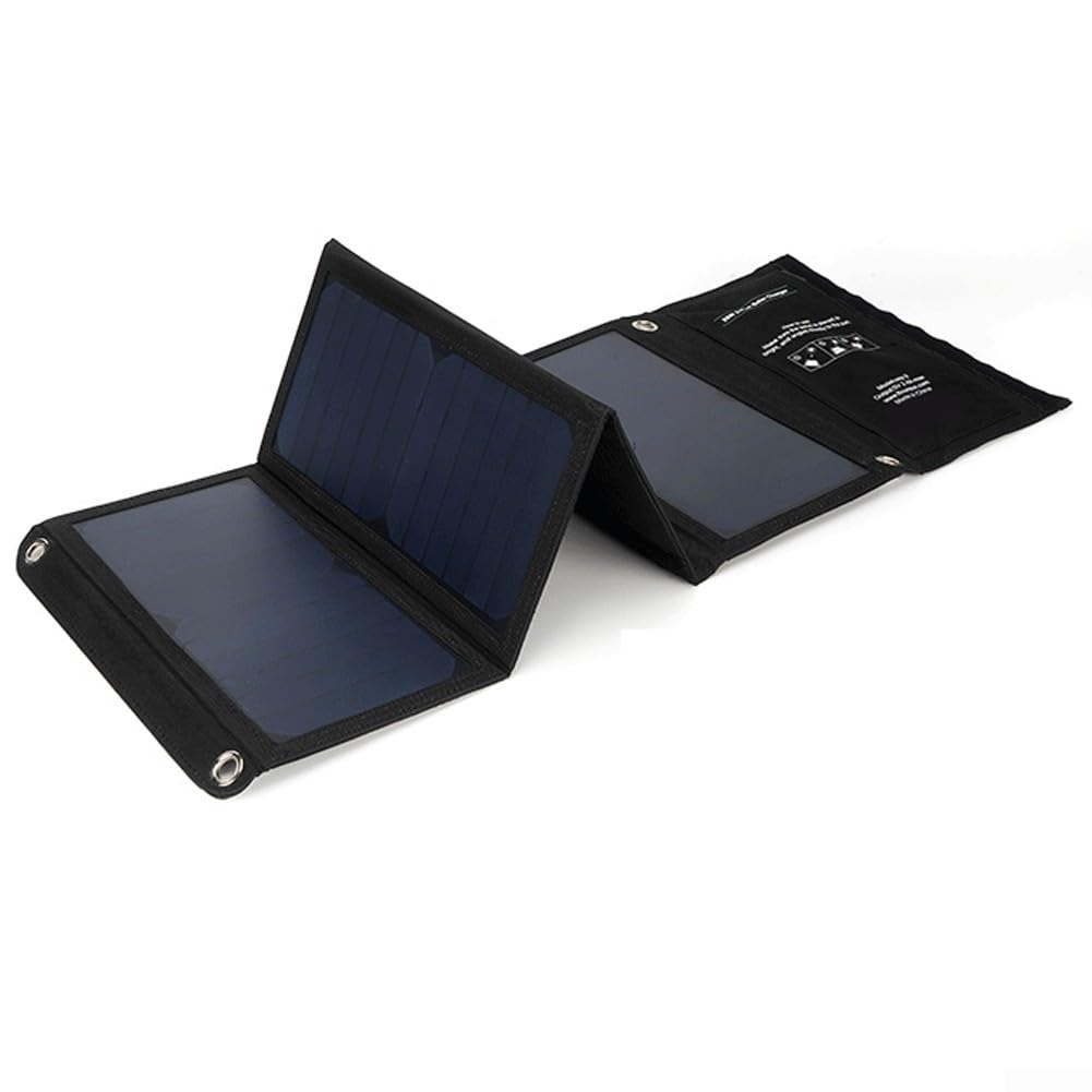 Zoegneer 28W Pannello Solare Portatile Pieghevole Doppio IP65 Impermeabile per Outdoor Campeggio Escursionismo con Cavo per Dispositivi Android
