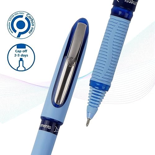 Image of Luxor Schneider, One Hybrid Roller Ball Pen, Pack of 2, 0.3 mm Needle Tip, Ink Colour - Blue, 2500 metres writing length, Cap off Time 2-3 days