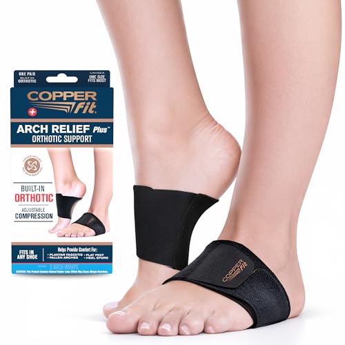 Copper Fit CFACBP Health Unisex Arch Relief Plus with Built-In Orthotic Support, Black