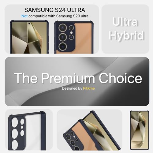 Image of Pikkme Samsung Galaxy S24 Ultra 5G Back Cover | Crystal Clear Transparent Back | Ultra Hyrbid | Full Camera Protection | Raised Edge | Bumper Back Case (Blue)
