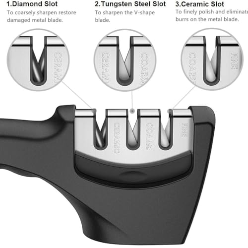 Image of Knife Sharpener Manual 3 Stage Sharpening Tool Advanced for Kitchen Steel Knives