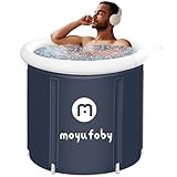 Ice Bath Tub For Adults,Inflatable Portable Bathtub For Outdoor Freestanding Soaking Tub Athletes Cold Therapy Foldable for Hot Bath Ice Bath Spa Tub for Small Space,Dark Blue(29.5x29.5 in)
