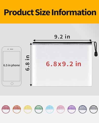Image of SUNEE Plastic Mesh Zipper Pouch 6.8x9.2 in (Black, 36 Packs),Extra Large Water-Resistant Zip Bag for School Office Supplies, Puzzles & Games Organizing Storage