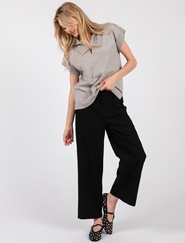 Women's Casual Cotton Linen Pants - Elastic Waist Relax Fit Lantern Trousers for Summer and Fall2