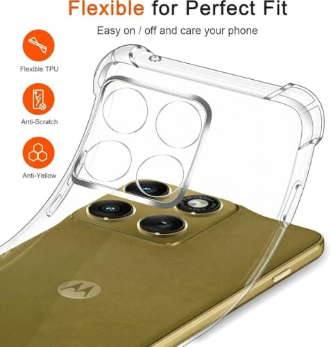 Image of Lustree Back Cover Transparent Case Compatible with Motorola Moto Signature 5G | Clear TPU Shockproof Case with Four Corner Protection & Raised Camera Guard | Slim Protective Cover