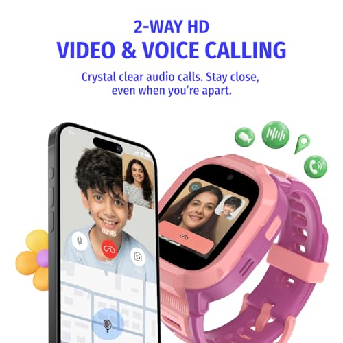 Image of Noise Junior Explorer 2 Smart Watch for Kids with 4G SIM Compatible, 2-Way Video & Voice Calling, Geofencing, Real Time Location Monitoring via Google Maps, IP68, SOS Emergency Alerts (Power Pixel)