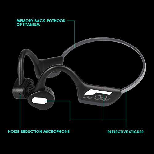 Auricolari ossea conduzione Bluetooth 5.0 Cuffia sportiva Stereo resistente al sudore con microfono per sport (Versione luminosa)