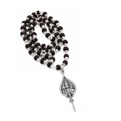 Image of Karungali Malai with Lord Murugan Locket - Original Ebony Wood Karungali Mala Beads | Spiritual Protection Necklace for Murugan Devotees | Pooja, Meditation & Daily Wear