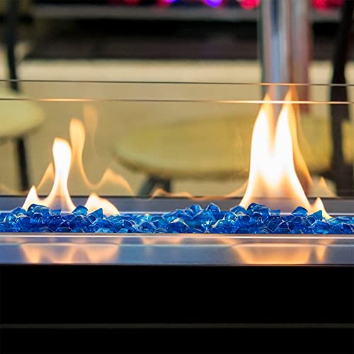 Mr. Fireglass 1/2-Inch Polygon Fire Glass for Fireplace Fire Pit & Lanscaping, 10 Pounds High Luster Pacific Blue - Thumbnail 3