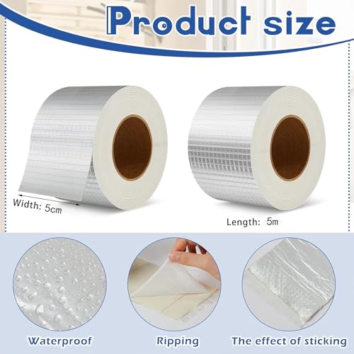 Super Butylband Wasserdichtes Klebeband (5cm x 5m),Hochwertiges Bitumenband selbstklebend Dichtband Klebeband Wasserdicht Unterwasser Klebeband Abdichtungsband Vielseitiger Einsatz