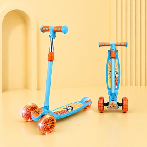 Image of Slovic Kick Scooter for Kids 3+ Years with Adjustable Handle Height | 3 Wheels Kids Scooter Toys with LED Wheels | Foldable Kick Cycle | Birthday Gift for Kids | 50 KG Weight Capacity | BIS Approved