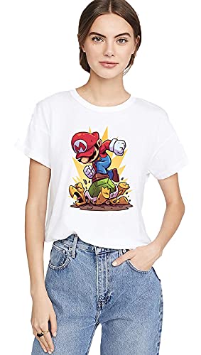 VLAM Cool Gamer Mario Unique Graphic Tshirt for Women | Trendy Cartoon Design Tshirt for Women