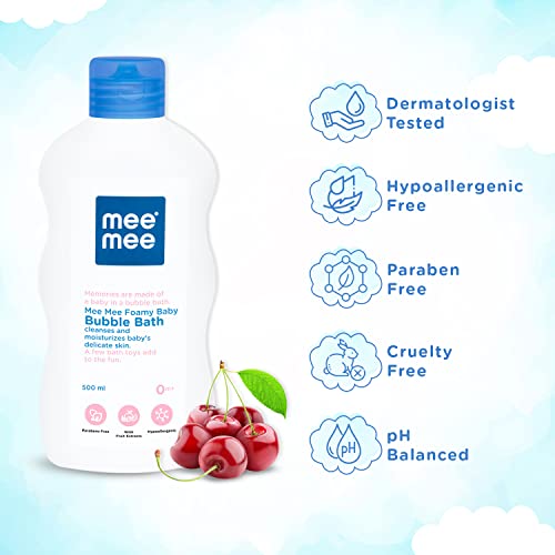 Image of Mee Mee Body Wash 400 ml (Pack of 4) | Cherry & Fruit Extracts | Tear-Free Formula | Moisturizes and Soothes Skin | Natural Head-to-Toe Mild Bubble Bath, Dermatologically Tested