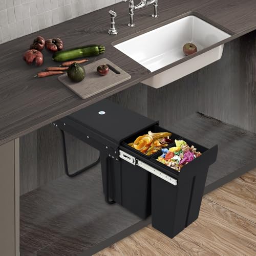 Caneca de basura doble para gabinete 30 litros negra miniatura 2