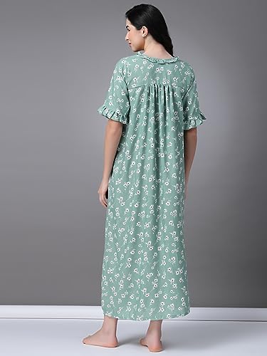 Image of OOMPH! Cotton Blend Nighty for Women's | Night Gown | Nighty | Nightdress | Maxi Dress | Sleepwear | Gown for Women | Nighties | Sleepwear