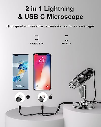 Digital Microscope, Aopick 50X-1600X Magnification Portable Pocket Microscopes,Handheld Magnifiers with Adjustable Stand,USB Microscope Camera Compatible with iPhone Android Windows/Mac