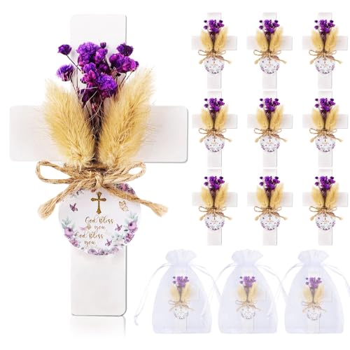 Set de 24 Imanes Decorativos de Cruz de Madera Morada