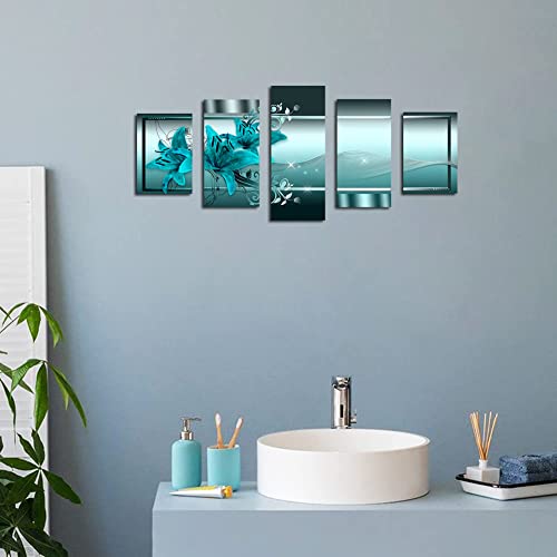 Poetart Wall Decor For Bedroom, Wall Decor Living Room, Teal Flower Picture Canvas Print Wall Art Bedroom #TOP3