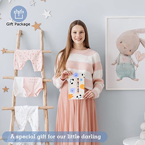 Snawowo Funny Newborn Baby Socks With Grip, 7 Unique Pairs, Cute Gender Neutral Gift For Baby Shower & Baby Registry Search, Animal Charter Themed, Non Slip Infant Socks For Girl Boy 0-6Months Unisex #TOP5