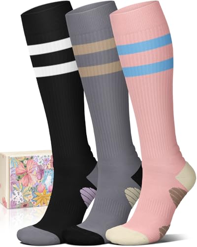 Image of Iseasoo 4 Pairs Compression Socks for Women Circulation-Best Support for Nurses,Running,Athletic,Travel