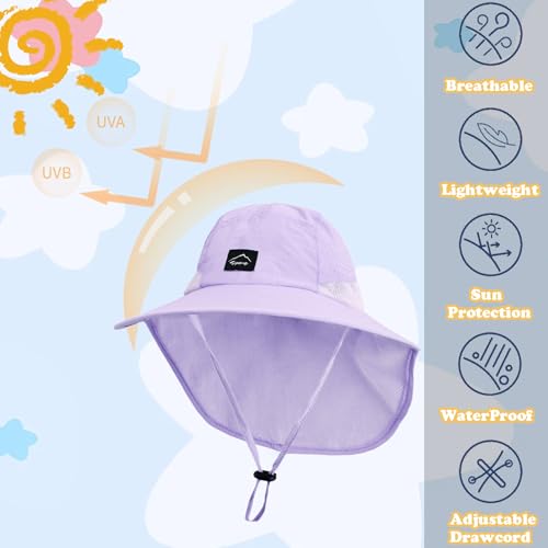 Image of ZOORON Kids Sun Hat with Neck Flap UPF 50+ Beach Hats for Baby Boys Girls
