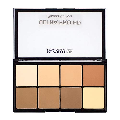 Makeup Revolution Ultra Pro HD Powder Contour Palette, Highlight, Contour & Bronzing, Light to Medium, 8 Shades, Vegan & Cruelty-Free, 0.70 Oz