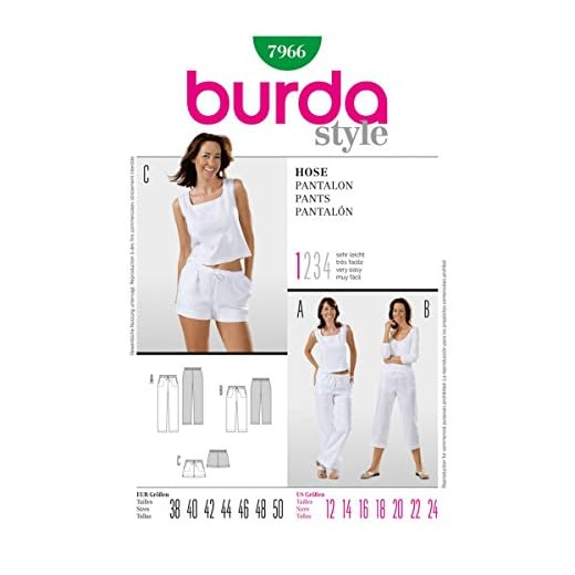 Burda B7966 Patron de Couture Pantalon 19 x 13 cm, 38-50