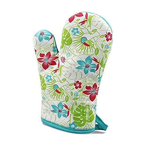 Fackelmann 27035 Tropical Manopla para horno, Guante cocina algodón, no quemaduras, colorido 28x18cm, Lavar máquina 40ºC, 1ud Ofenhandschuh Cover