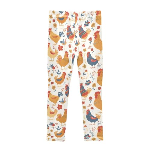 KLL Rooster Rustic Country Chicken Farmhouse Mexicana Toddler Girls' Leggings Comfortable Full Length Dance Pants Running2