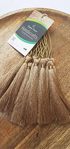 Image of Zippy Flora Handmade Long Zari Tassels - Pack of 10 | Elegant Copper Decorative Tassels for DIY Wall Crafts, Home Decor, Dream Catchers, Macrame Projects & Creative Handmade Art