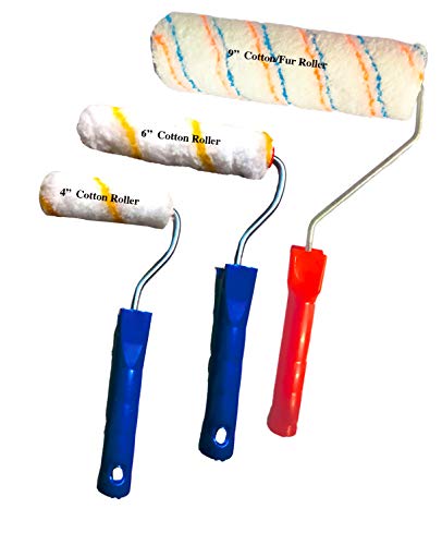 Orson Painting Roller Set of 4"+6"+9" Inches Cotton/Fur Painting Rollers with 4" Premium Flat Brush for DIY/Professional Home, Wall, Door Painting (Pack of 4)