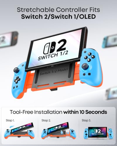 Image of OIVO VGA DESIGN Switch Controller Handheld for 1 /2 /OLED, Ergonomic Grip Stretch Joypad for SW Console, Wireless Controller with TMR Joysticks, RGB Lighting, Turbo, 4 Macros & Card Slot