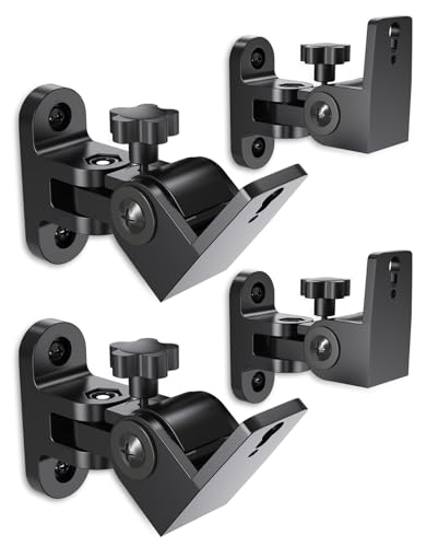 Image of Speaker Wall Mounts, 4 Packs Universal Mounting Bracket for Small Bookshelf Speakers, Vertical 120, Horizontal 180Adjustment, Compatible with Bose, JBL, KEF,Sony & Others, Hold up to 32 lbs