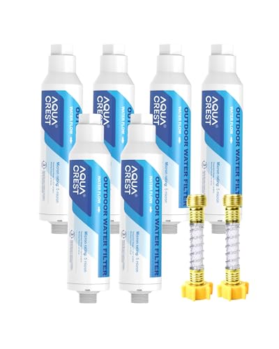 Image of AQUA CREST Inline Water Filter, Dedicated for Car Washing, Window & Yard Cleaning, Effectively Reduce Hard Water Spots, Soften Water, Upgraded Formula, 6 Pack with 2 Hose Protector