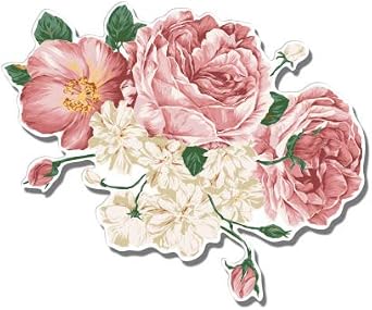 Flower Bouquet Vintage Style Pretty Roses Floral - Vinyl Sticker Waterproof Decal
