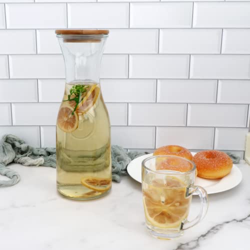 Cadamada 35Oz Glass Carafe,Glass Pitcther With Wooden Caps,Suitable For Wine,Fruit Tea,Drinks,Drinking Water,Home Kitchen,Bar Party,Wedding Scene（6Pcs） #TOP6