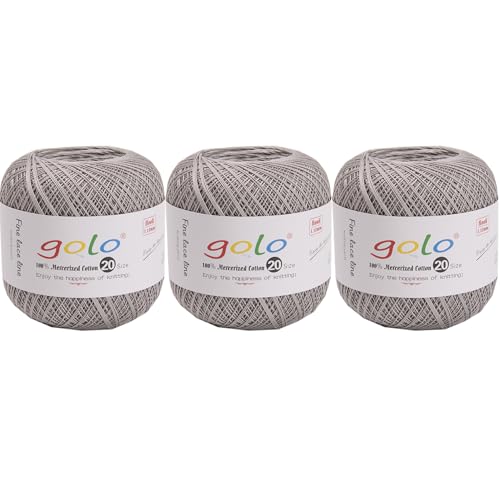Image of golo 3 Balls Crochet Thread Size 20 Embroidery Thread Crochet Yarn for Hand 484