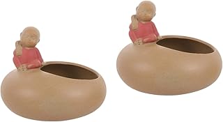 GANAZONO Green Home Decor 2Pcs Ceramic Succulent Plant Pots Human Shaped Small pots Flower Pots Mini Plant Planters for Desktop Usage Home Decoration Vintage Home Decor