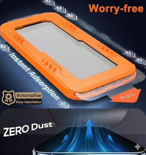 Image of Auto Align Tempered Glass Screen Protector Compatible for iPhone 15 / iPhone 16 (Black) with Edge to Edge Coverage and Easy Installation Applicator